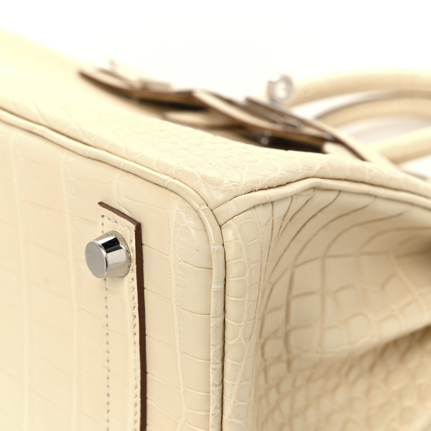 Hermes Matte Alligator Birkin 25 Vanille 11 of 13