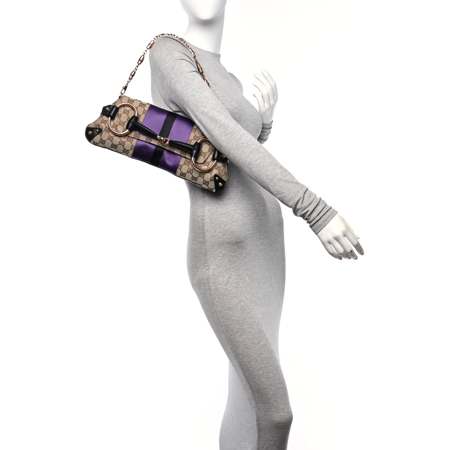 Tom Ford Monogram Horsebit Web Clutch Purple