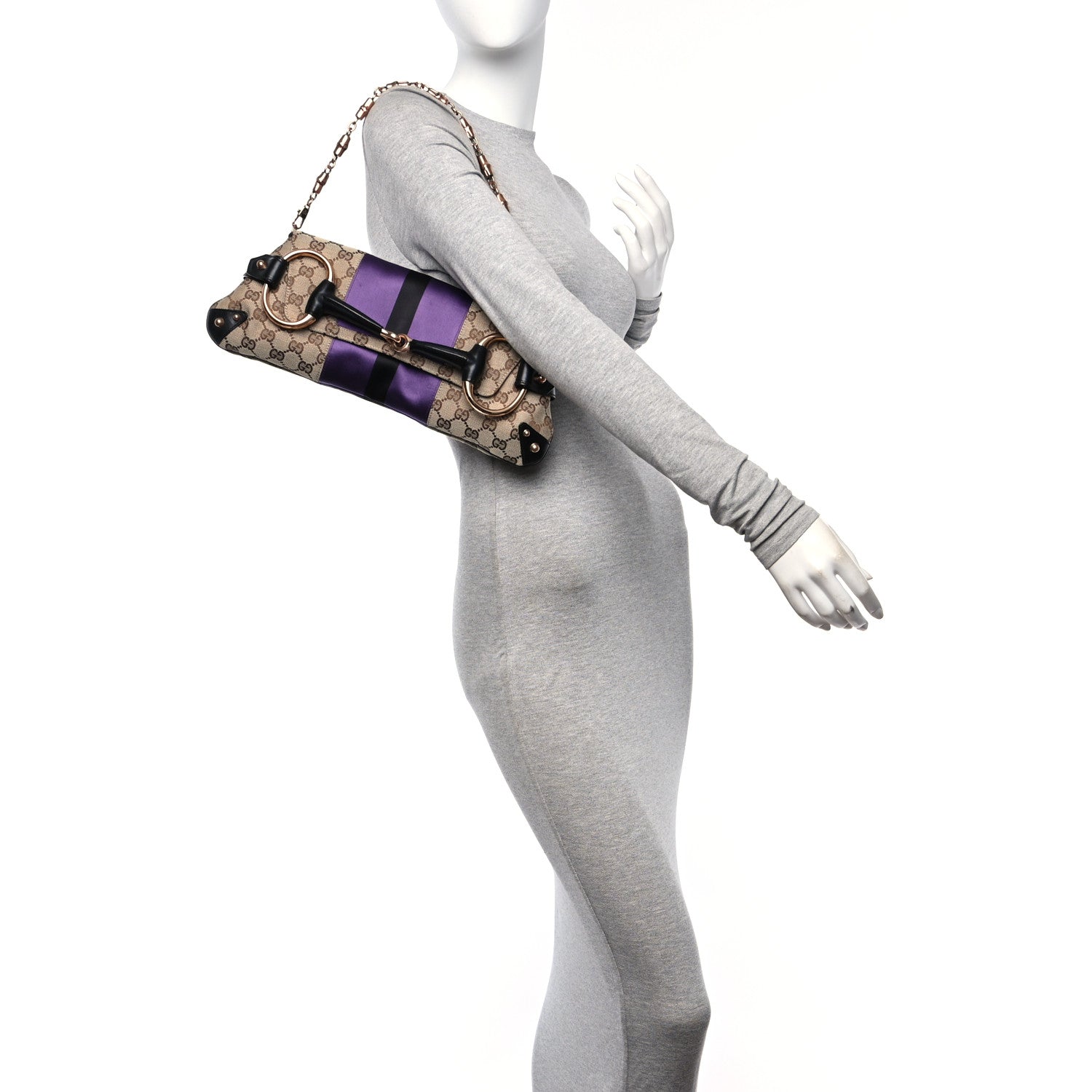 Gucci Tom Ford Monogram Horsebit Web Clutch Purple 3 of 10