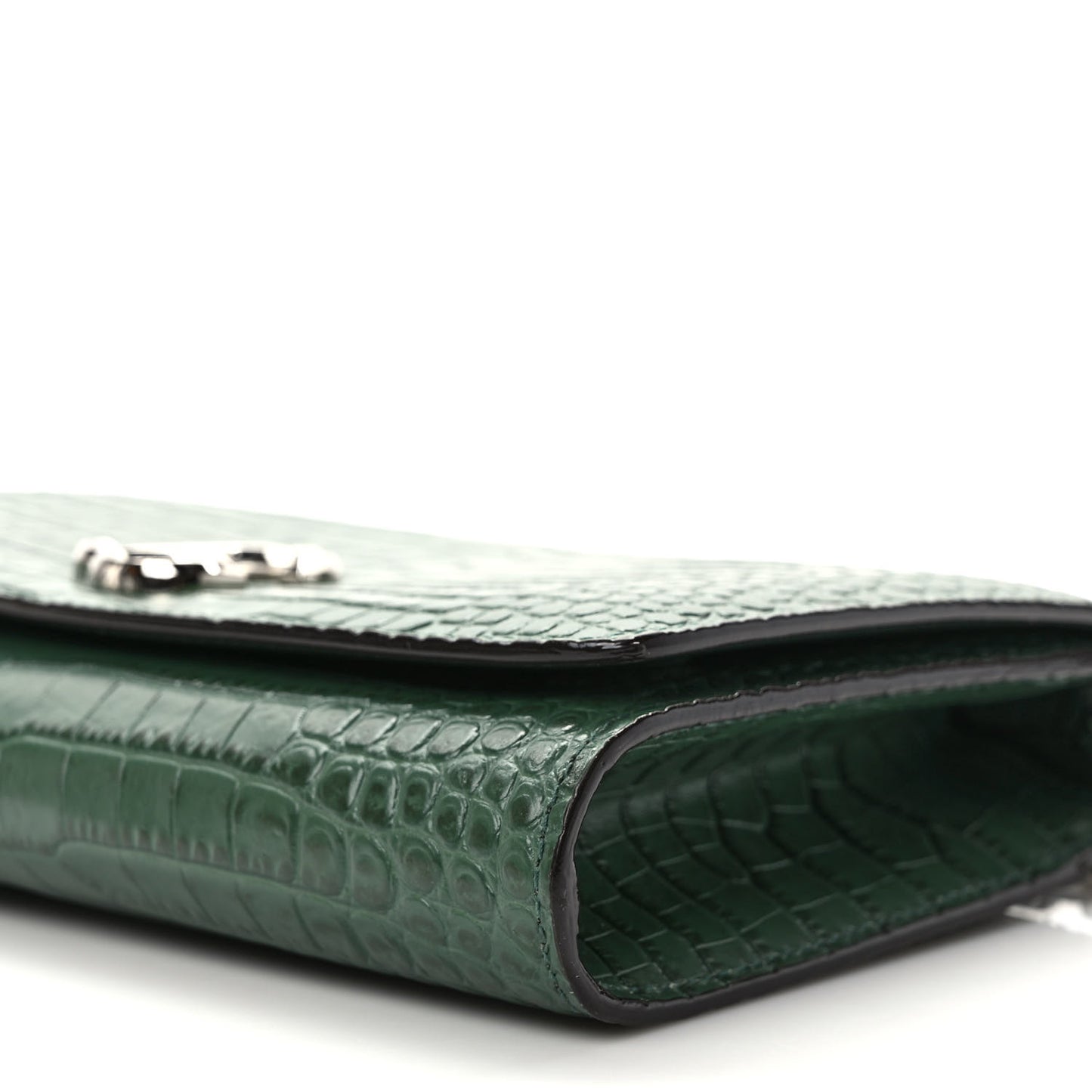 Calfskin Crocodile Embossed Varenne Chain Clutch Cactus