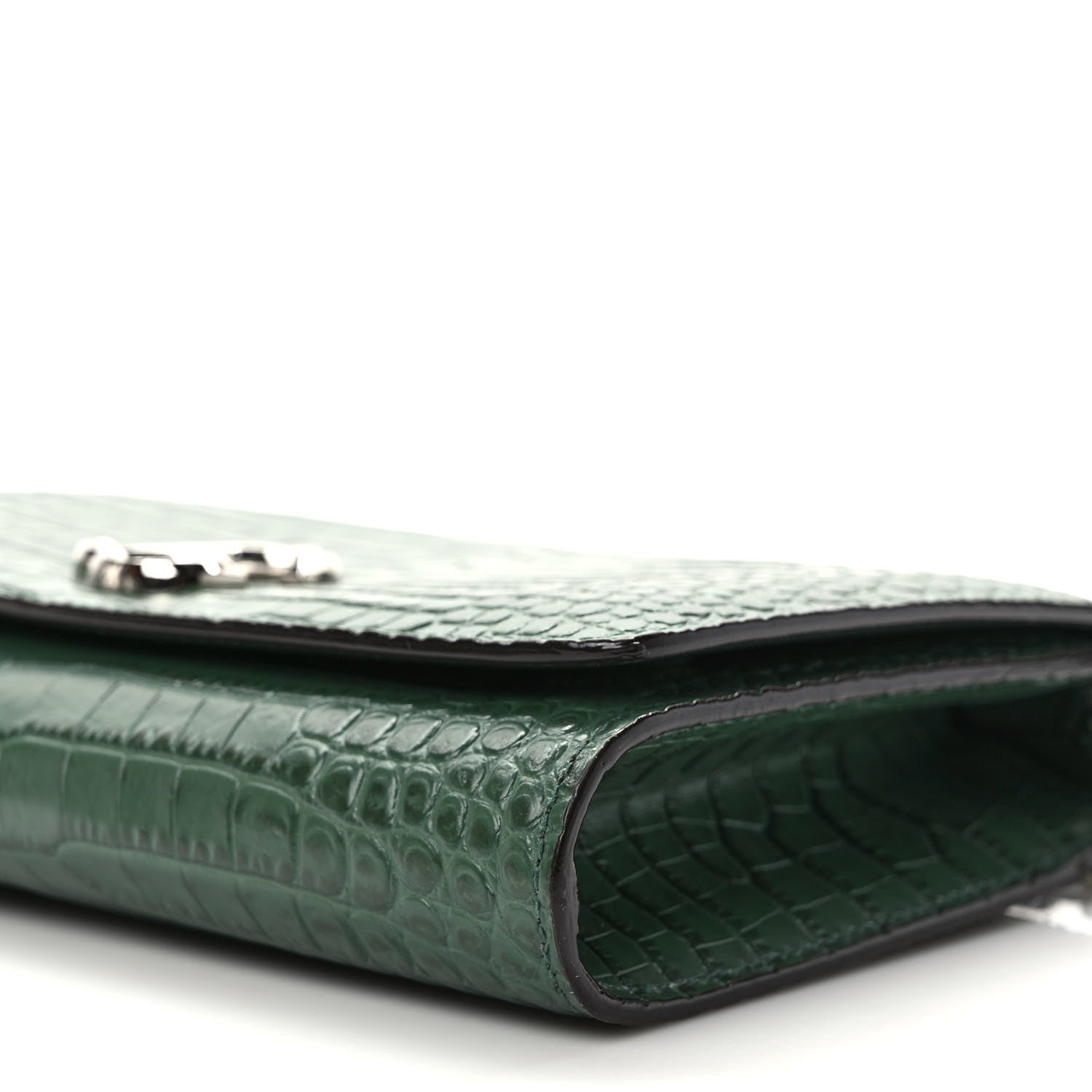 Jimmy Choo Calfskin Crocodile Embossed Varenne Chain Clutch Cactus 8 of 9