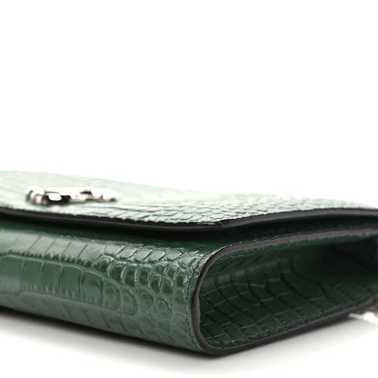 Jimmy Choo Calfskin Crocodile Embossed Varenne Chain Clutch Cactus 8 of 9