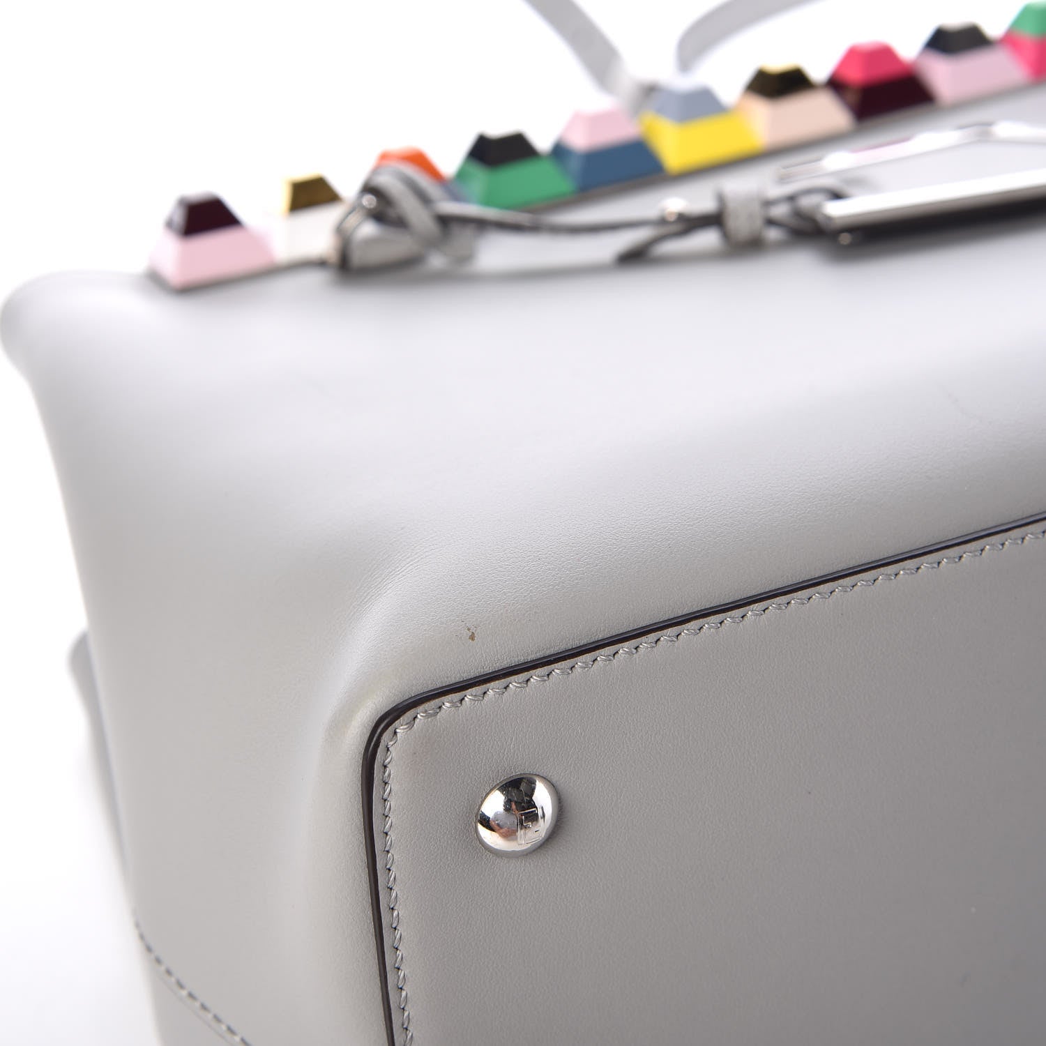 Fendi Vitello Baltico Dolce Studded Petite 2Jours Tote Ghiaccio Multicolor 5 of 8
