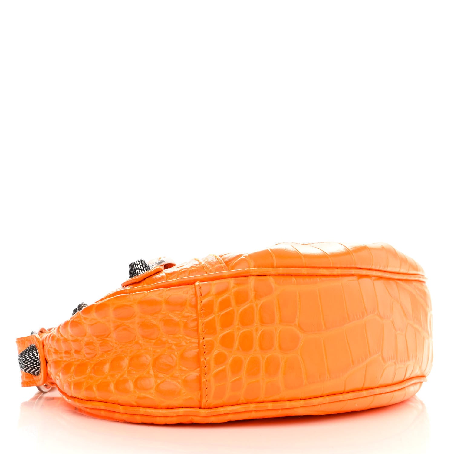 Balenciaga Extra Supple Calfskin Crocodile Embossed Le Cagole Shoulder Bag XS Pop Orange 4 of 10