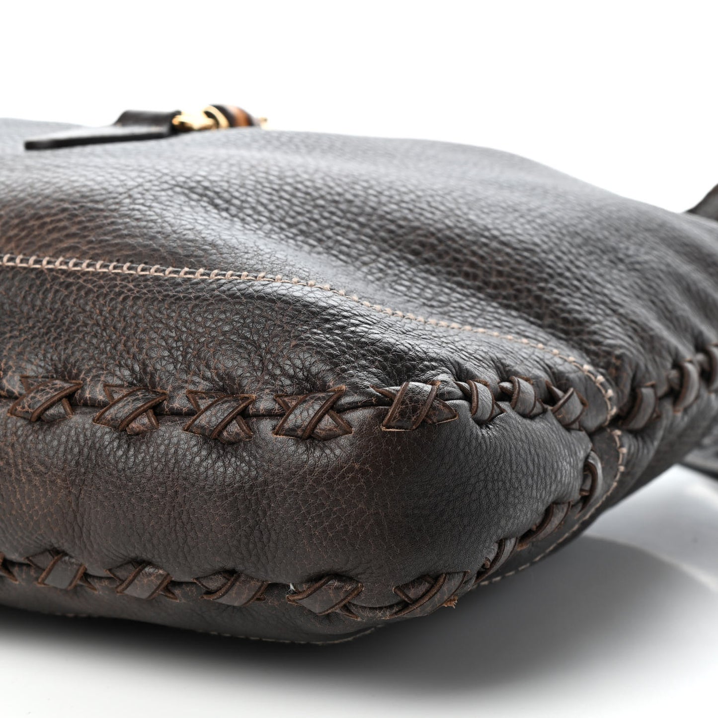 Calfskin Large New Jackie Shoulder Bag Dark Brown