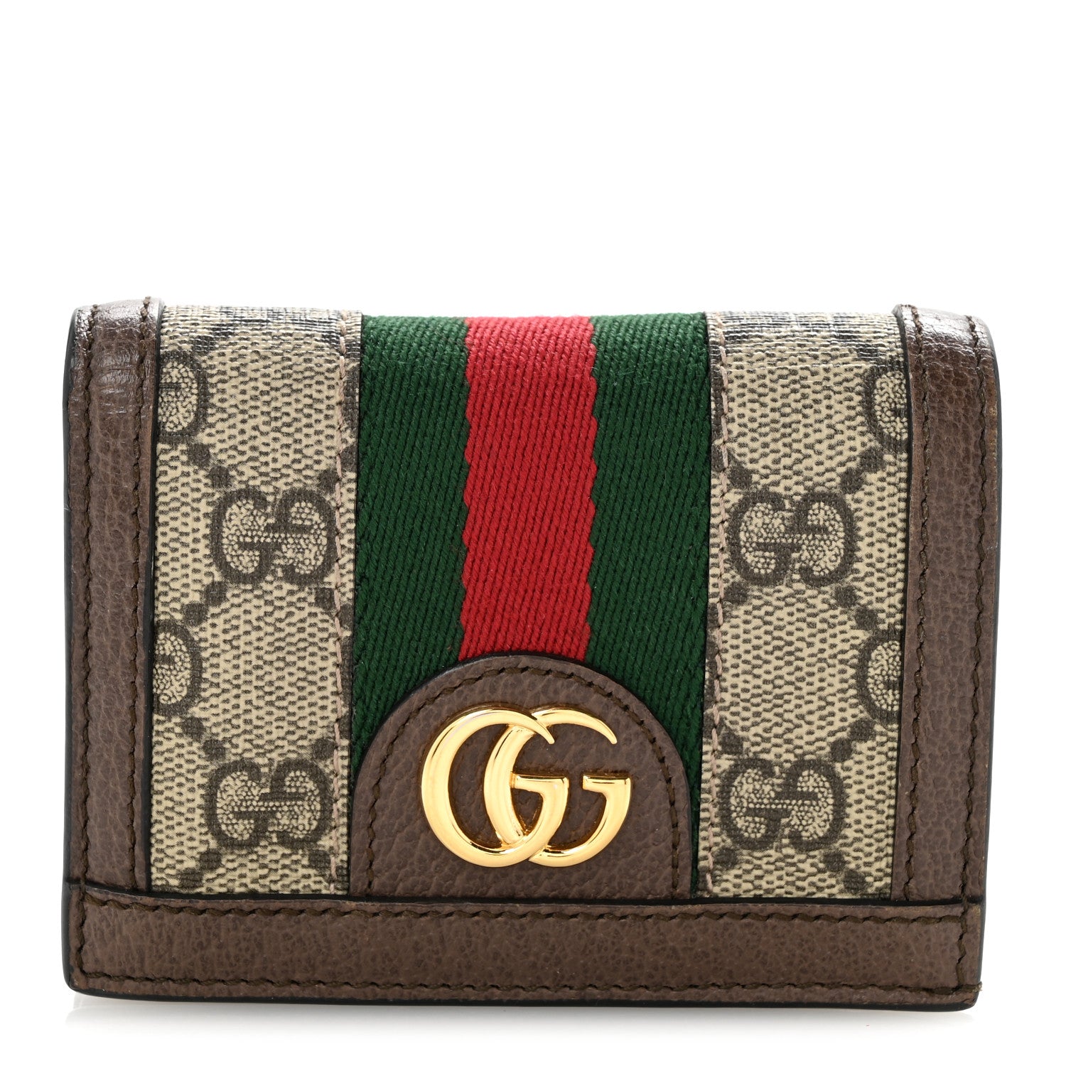 Gucci GG Supreme Monogram Web Ophidia Card Case Beige New Acero 1 of 11