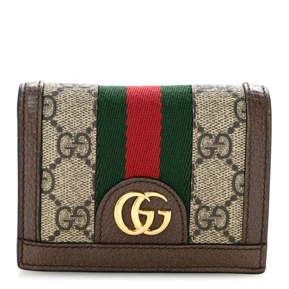 Gucci GG Supreme Monogram Web Ophidia Card Case Beige New Acero 1 of 11