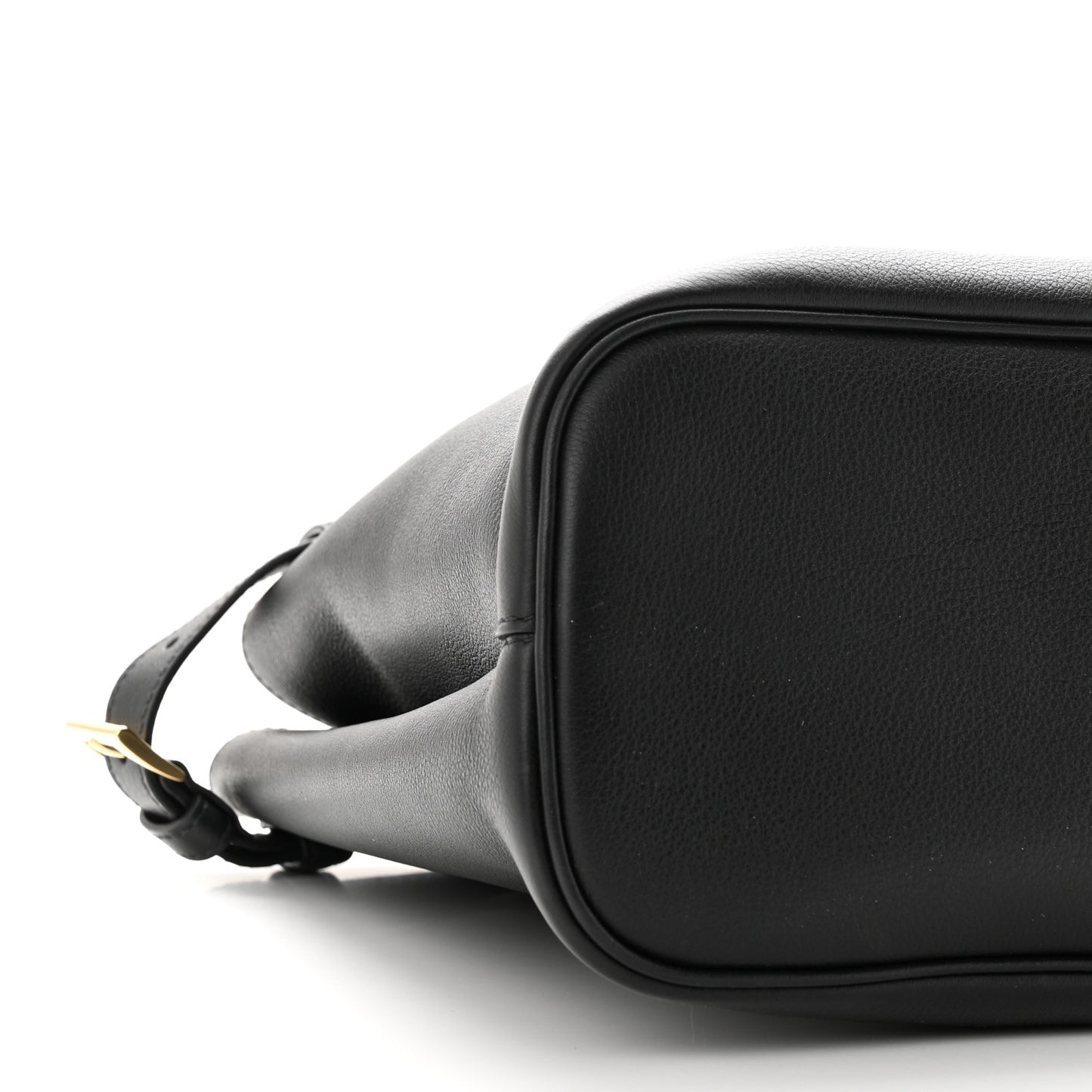 Soft Grain Calfskin Medium Double Belt Tote Black
