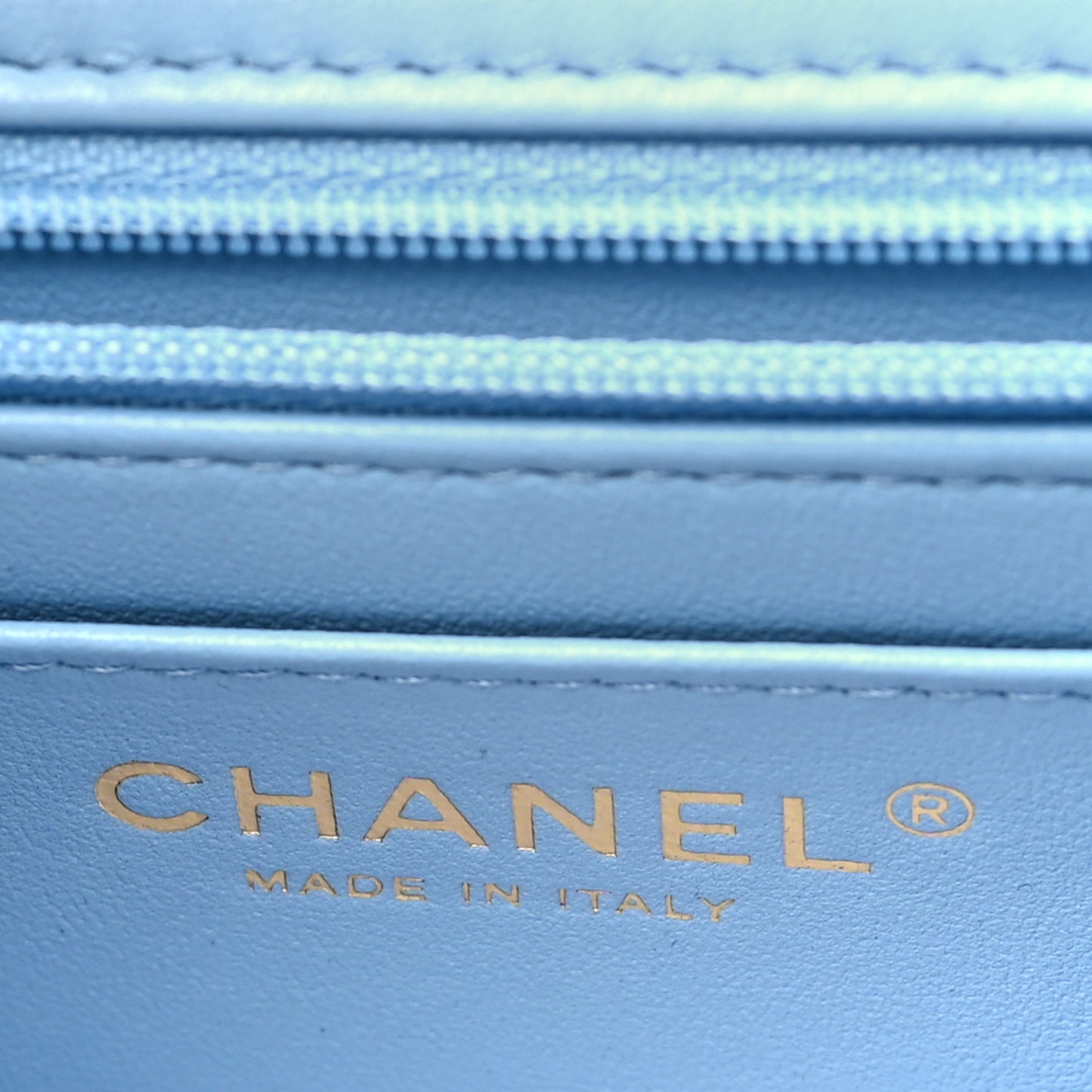 Lambskin Quilted Mini Rectangular Flap Light Blue