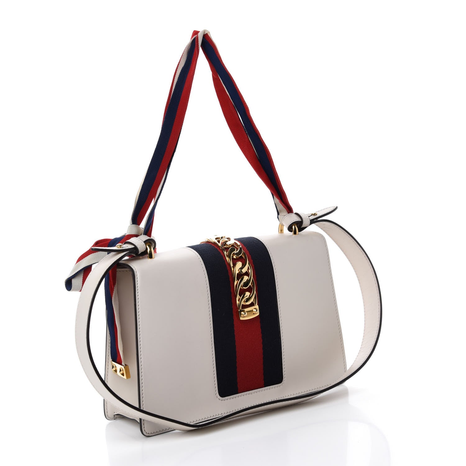 Gucci Calfskin Small Sylvie Shoulder Bag Off White 3 of 14
