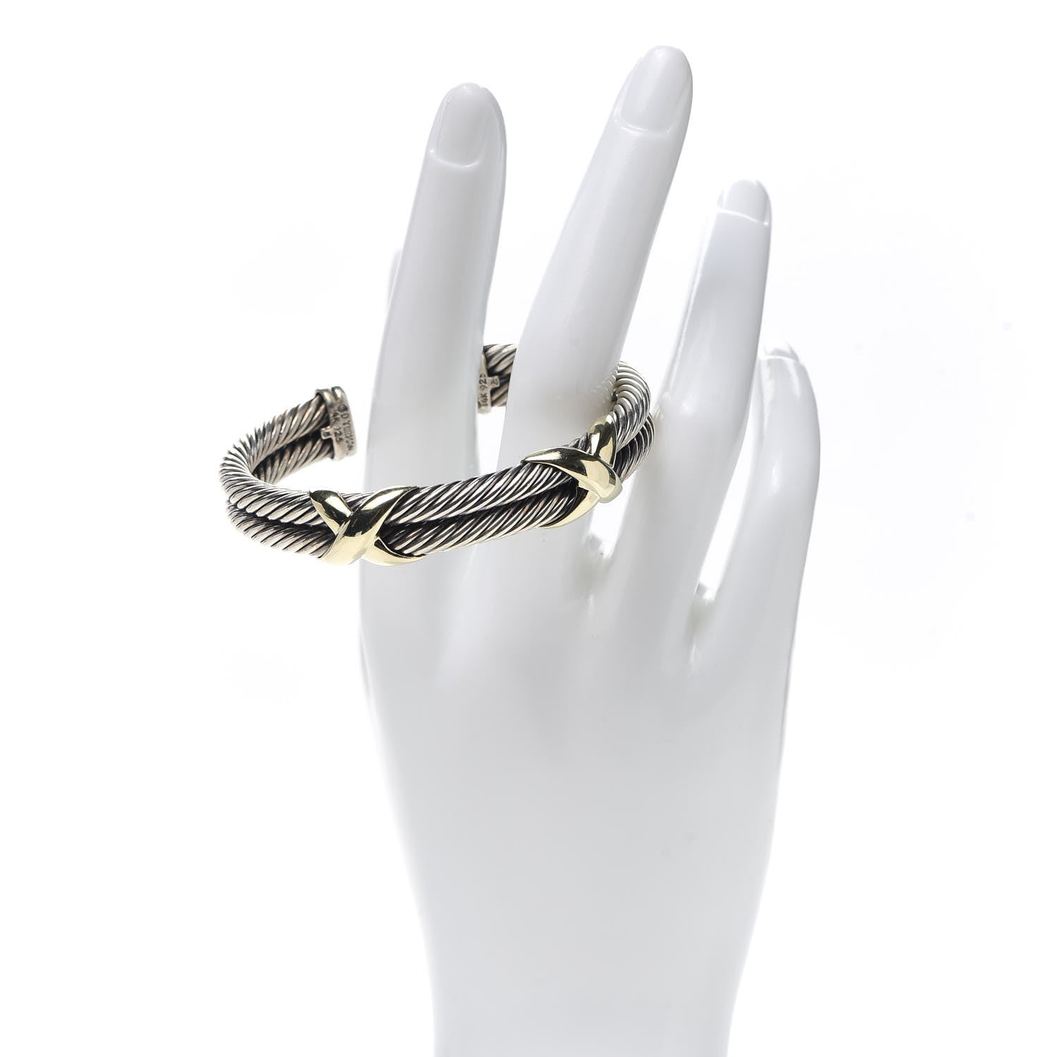 David Yurman Sterling Silver 14K Yellow Gold 10mm Double X Bracelet 2 of 4