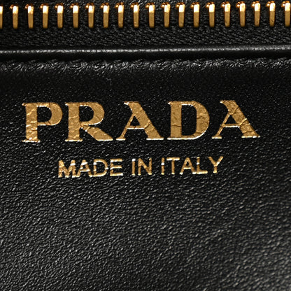 Prada City Calfskin Metal Triangle Logo Tote Black 6 of 9