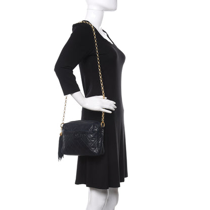 Chanel Lambskin Quilted CC Tassel Camera Case Navy 2 of 11