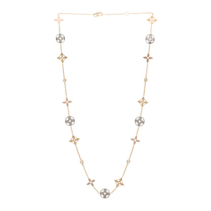 Louis Vuitton 18K Yellow White Rose Gold Diamond Idylle Blossom Station Necklace 3 of 5