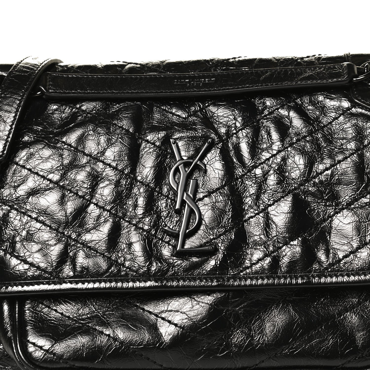 Saint Laurent Crinkled Calfskin Matelasse Monogram Medium Niki Chain Satchel Black 9 of 11