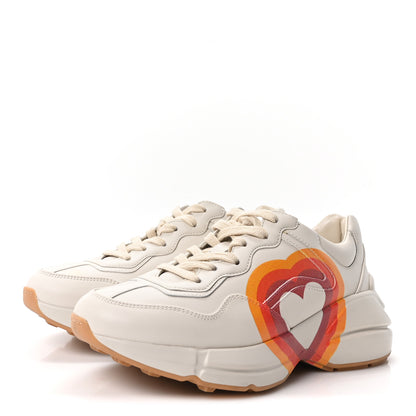 Gucci Calfskin Interlocking G Heart Rhyton Sneakers 35 Mystic White 4 of 10