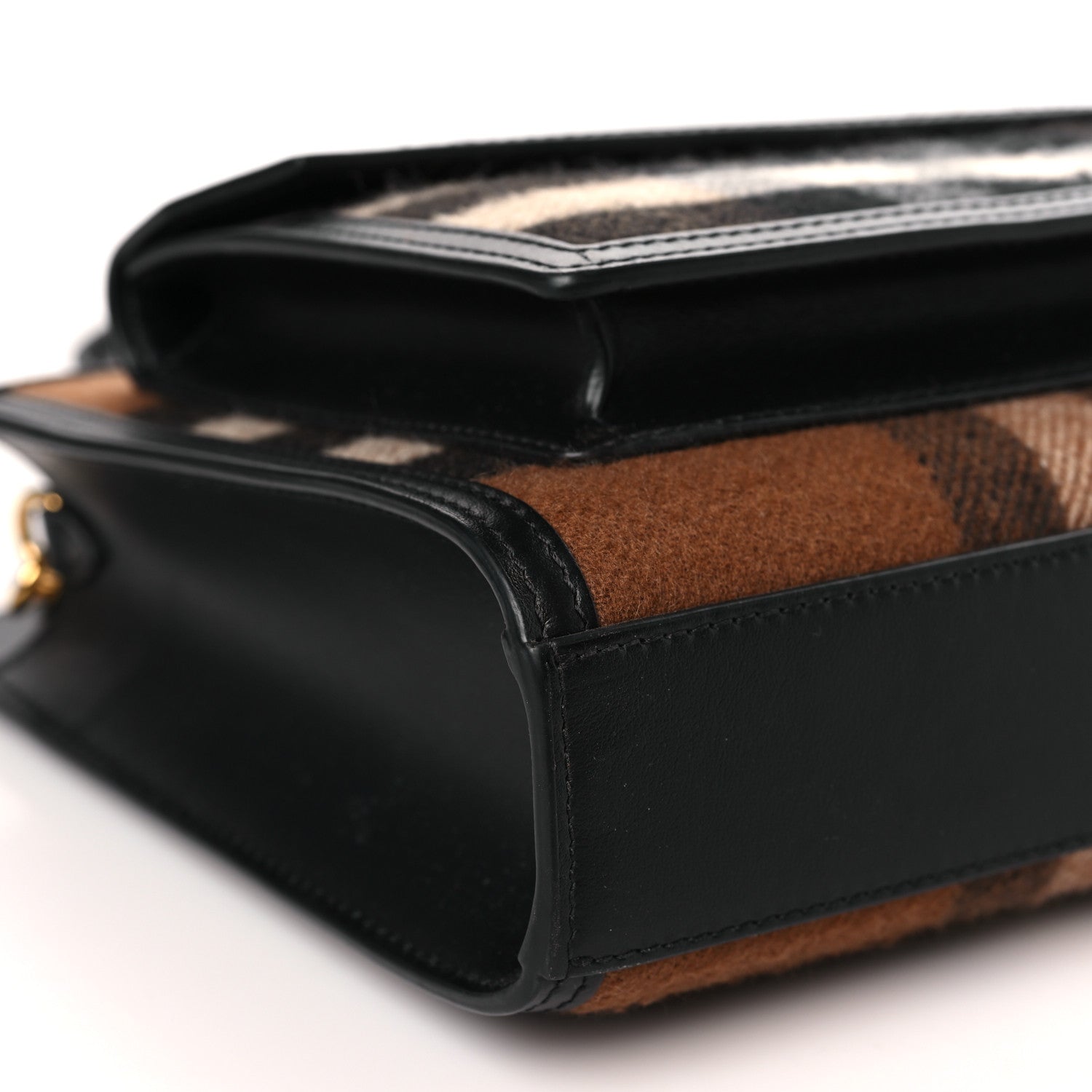 Burberry Smooth Calfskin Cashmere Check Mini Pocket Bag Brown 7 of 9