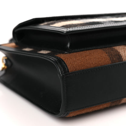 Burberry Smooth Calfskin Cashmere Check Mini Pocket Bag Brown 7 of 9