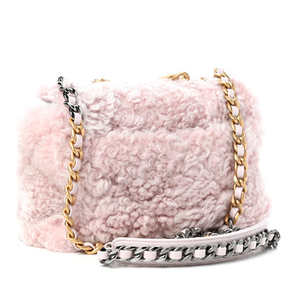Chanel Shearling Sheepskin Medium Chanel 19 Flap Light Pink 3 of 11