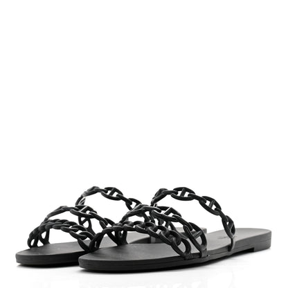 Hermes Rubber Chaine d'Ancre Rivage Sandals 37 Black 3 of 7
