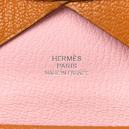 Hermes Chevre Mysore Verso Calvi Duo Card Case Caramel Rose Sakura 5 of 10