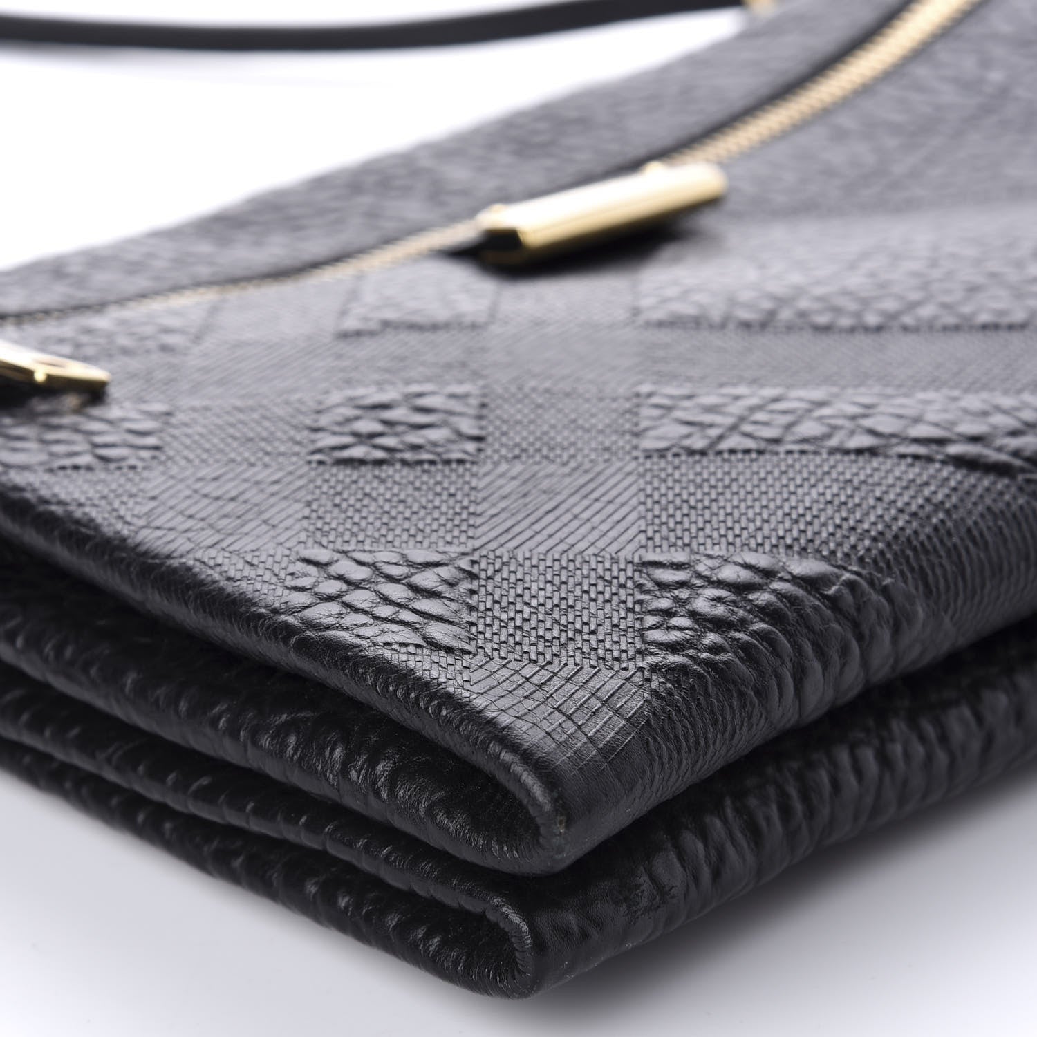 Burberry Signature Grain Calfskin Check Embossed Medium Balmoral Clutch Bag Black 6 of 9