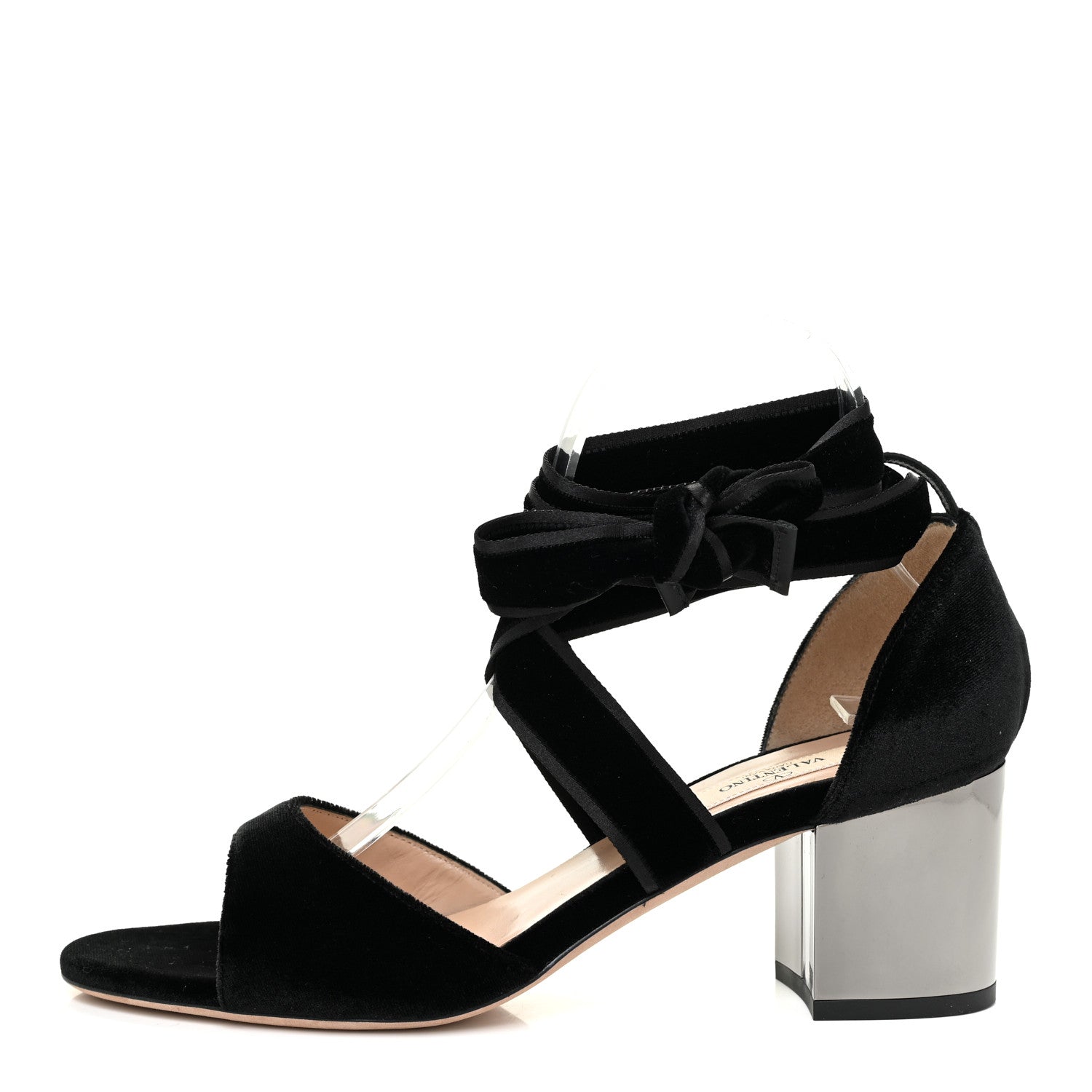 Valentino Garavani Velvet Ballet Fever Ankle Strap Sandals Heels 39.5 Black 1 of 11