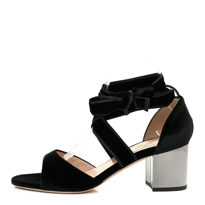 Valentino Garavani Velvet Ballet Fever Ankle Strap Sandals Heels 39.5 Black 1 of 11