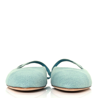 Chanel Denim Cap Toe CC Slingback Flats 36 Blue 4 of 18