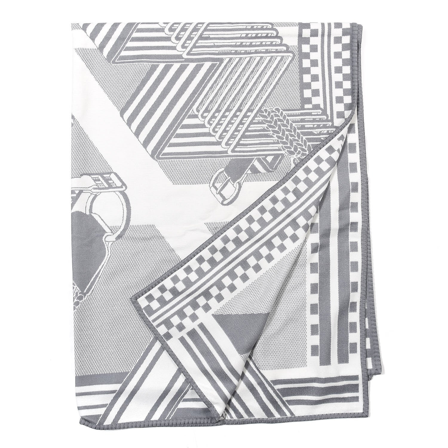 Hermes Wool Sangles en Zig Zag Blanket Gris 1 of 4