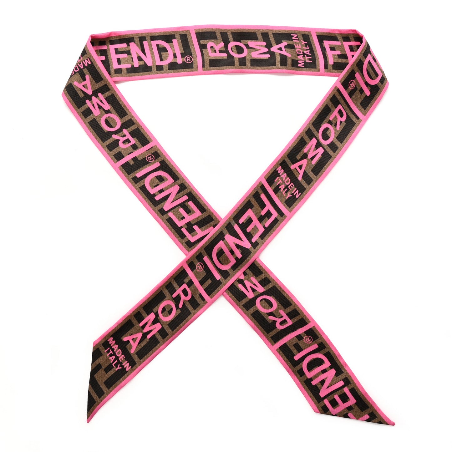 Silk FF 1974 Roma Logo Wrappy Scarf Rosa Fluo