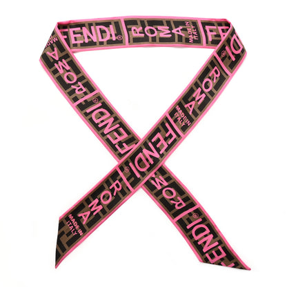 Fendi Silk FF 1974 Roma Logo Wrappy Scarf Rosa Fluo 1 of 4