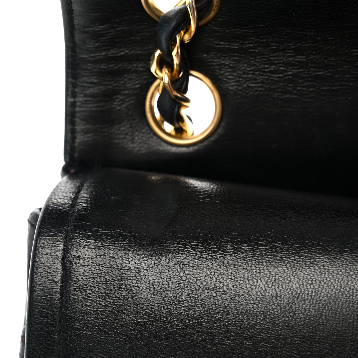 Lambskin Quilted Medium Double Flap Black