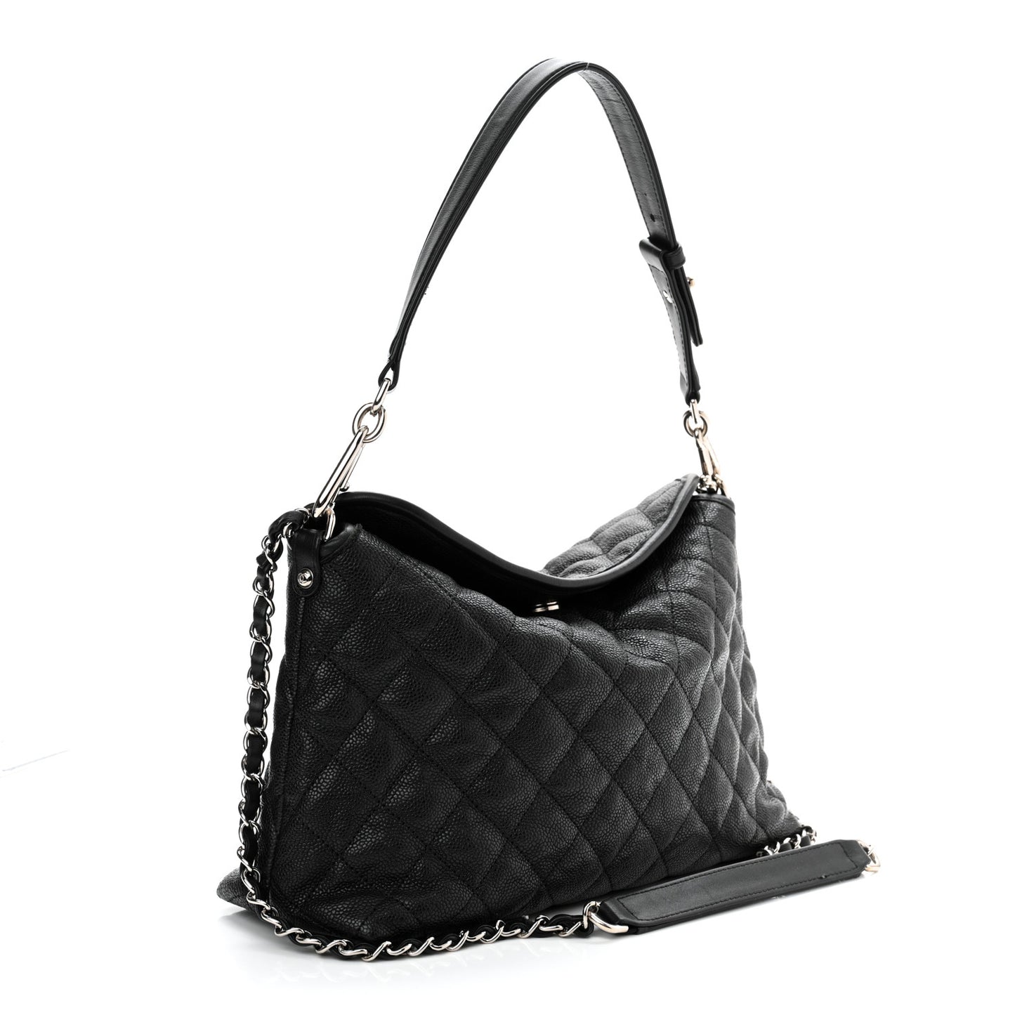 Caviar Quilted French Riviera Hobo Black