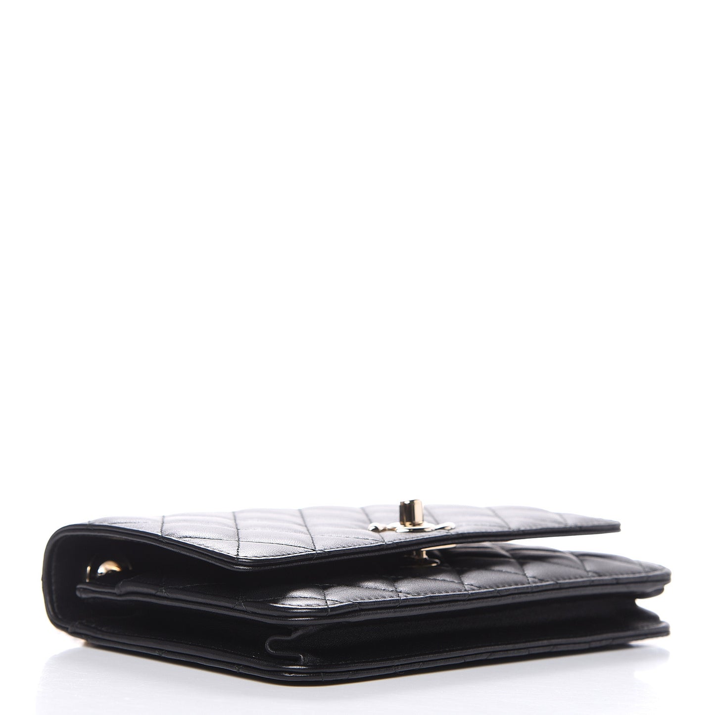 Lambskin Quilted Trendy CC Wallet On Chain WOC Black