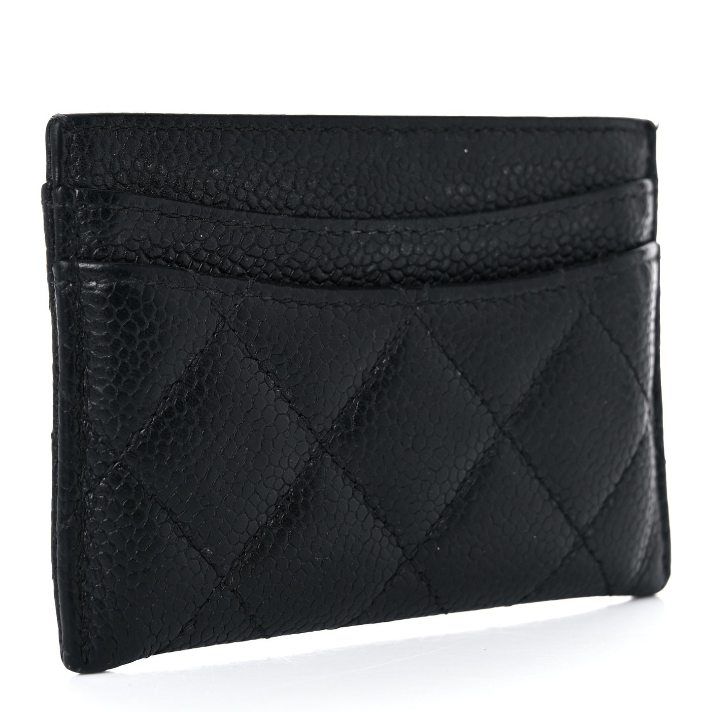 Caviar Quilted Card Holder Black