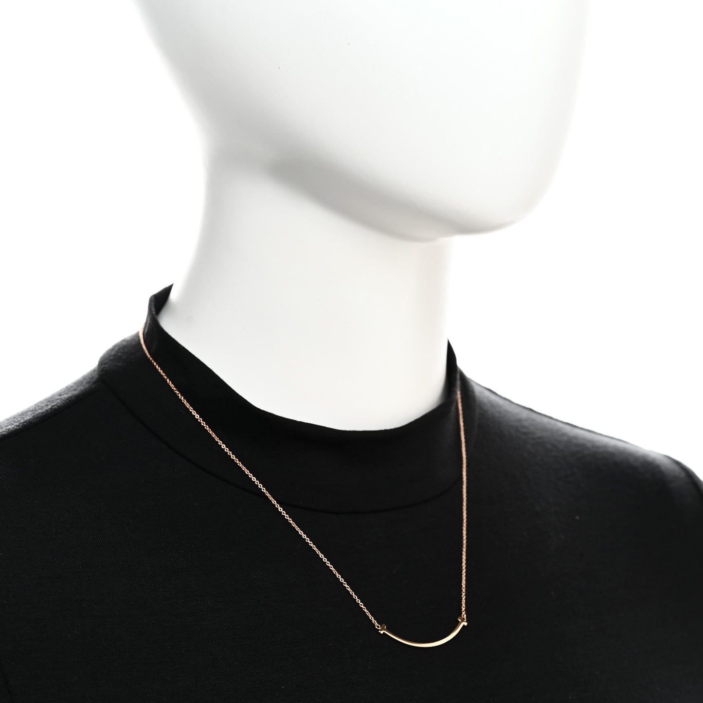 18K Rose Gold Small T Smile Pendant Necklace