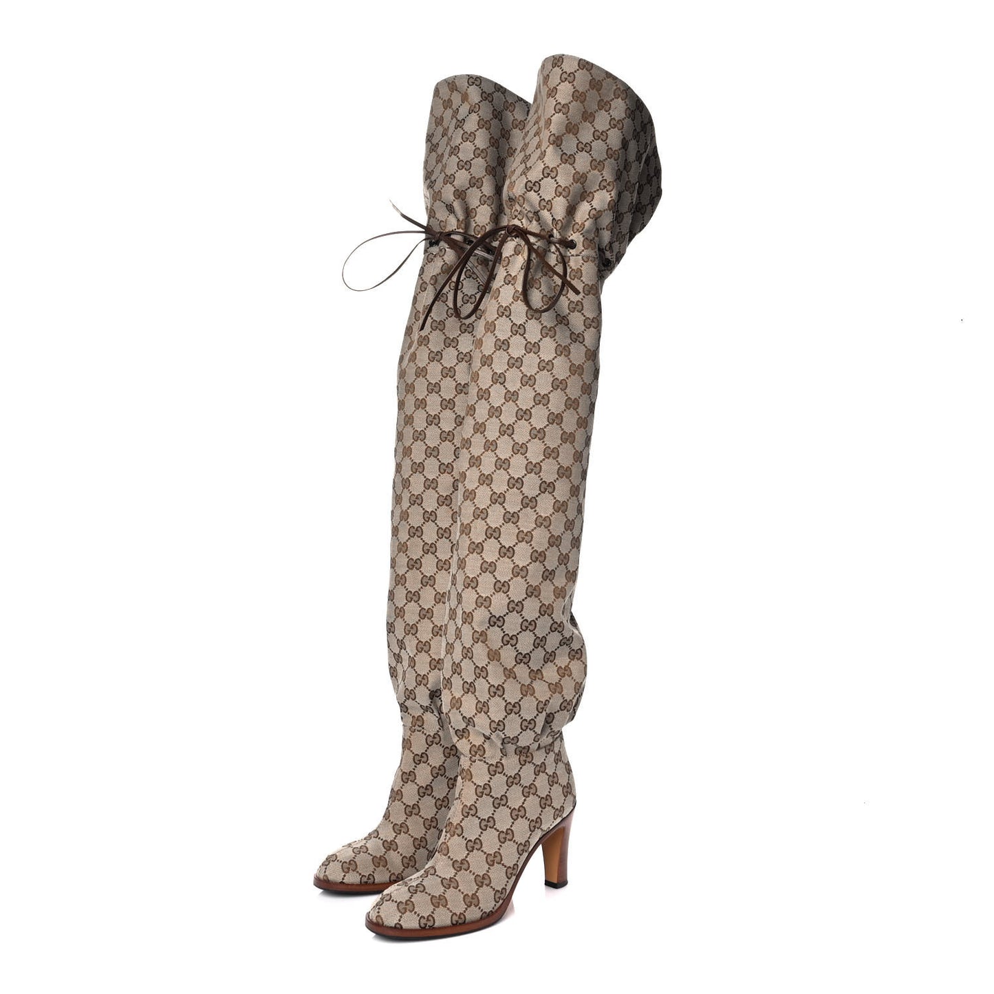 Monogram Over the Knee Boots 36 Beige Ebony
