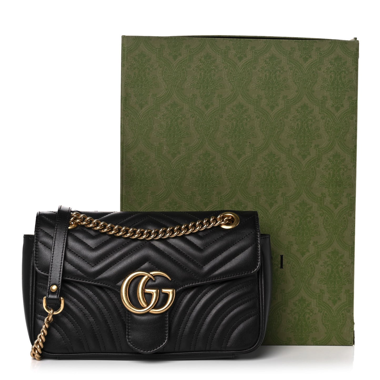 Calfskin Matelasse Small GG Marmont Shoulder Bag Black
