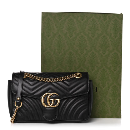 Gucci Calfskin Matelasse Small GG Marmont Shoulder Bag Black 12 of 12