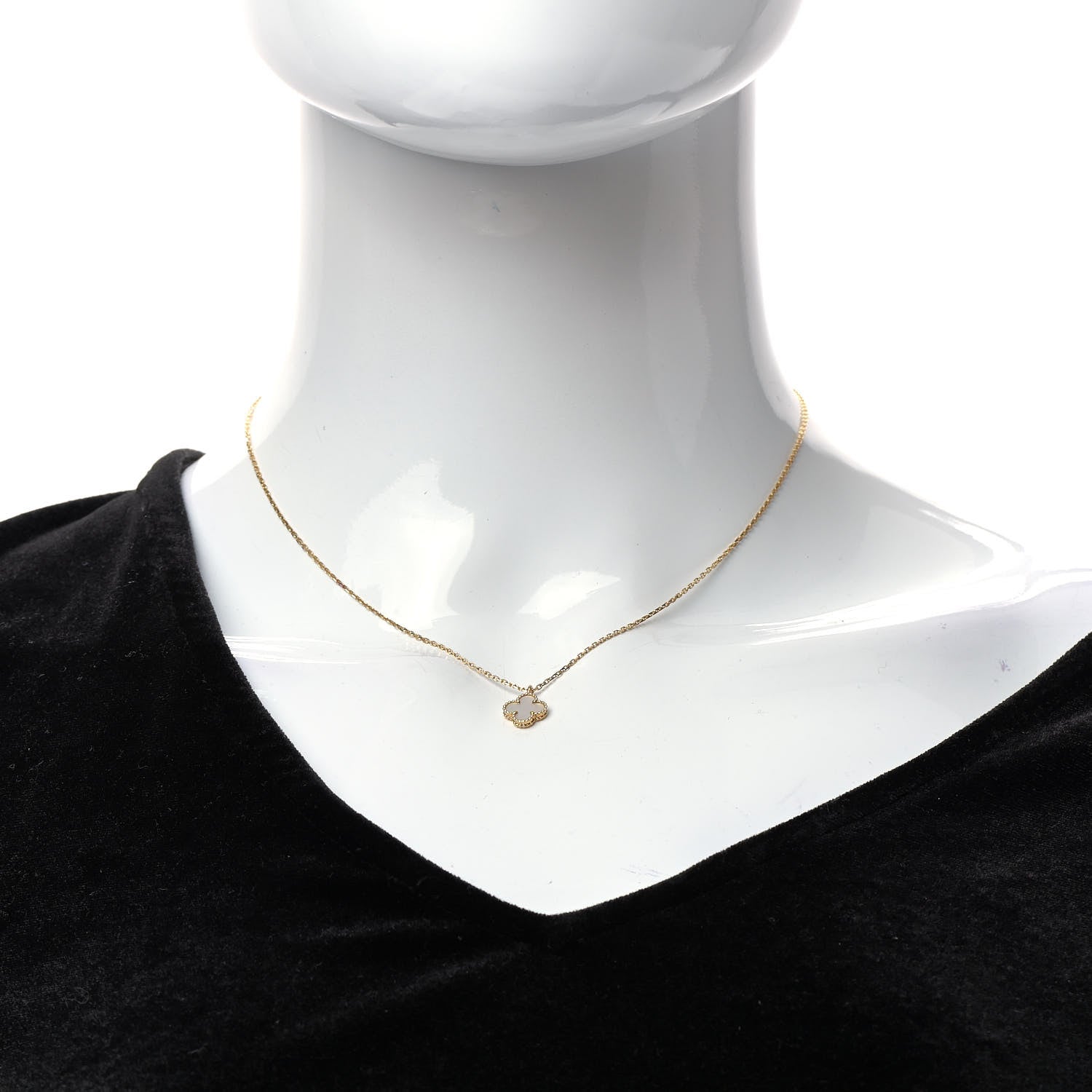 Van Cleef & Arpels 18K Yellow Gold Mother of Pearl Sweet Alhambra Pendant Necklace 2 of 5