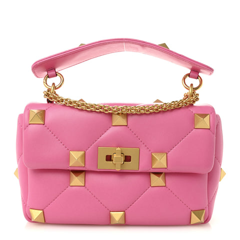 Nappa Medium Roman Stud Shoulder Bag Feminine Pink