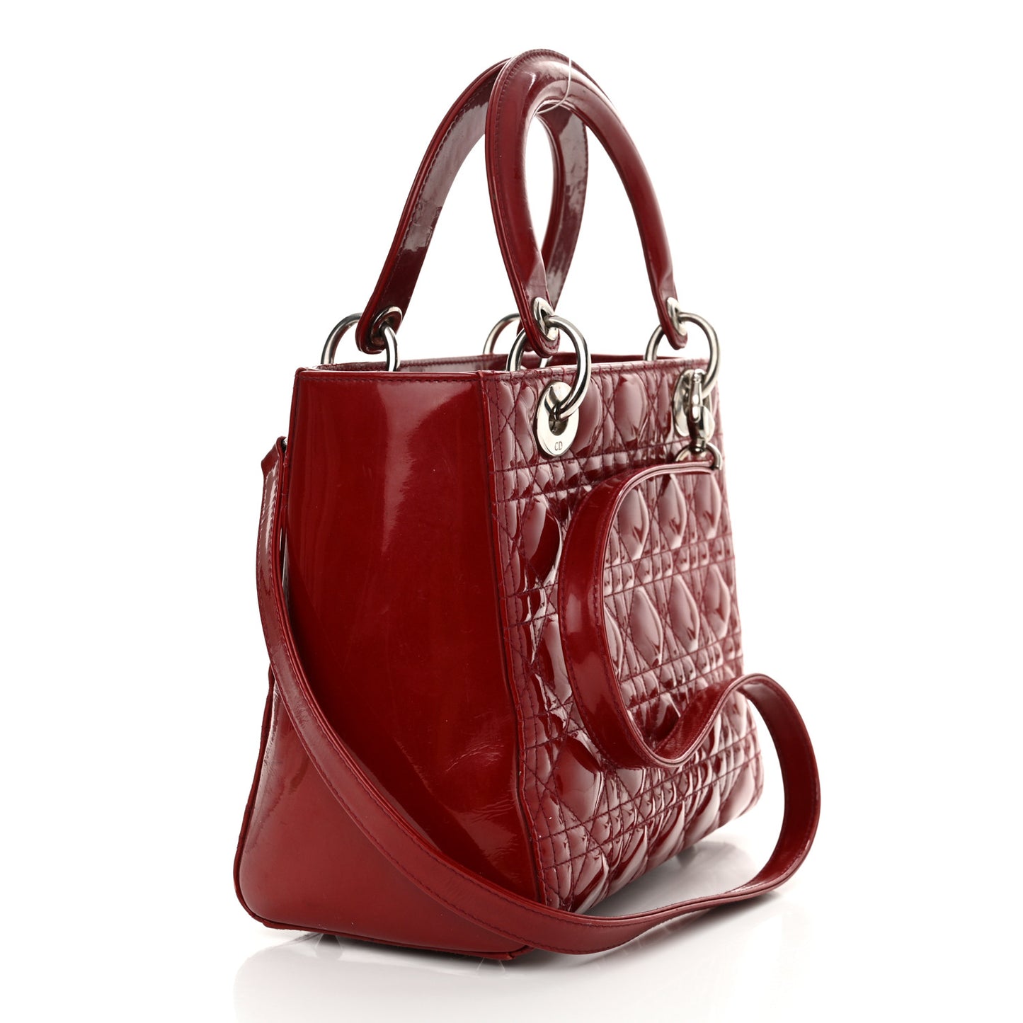 Patent Cannage Medium Lady Dior Red