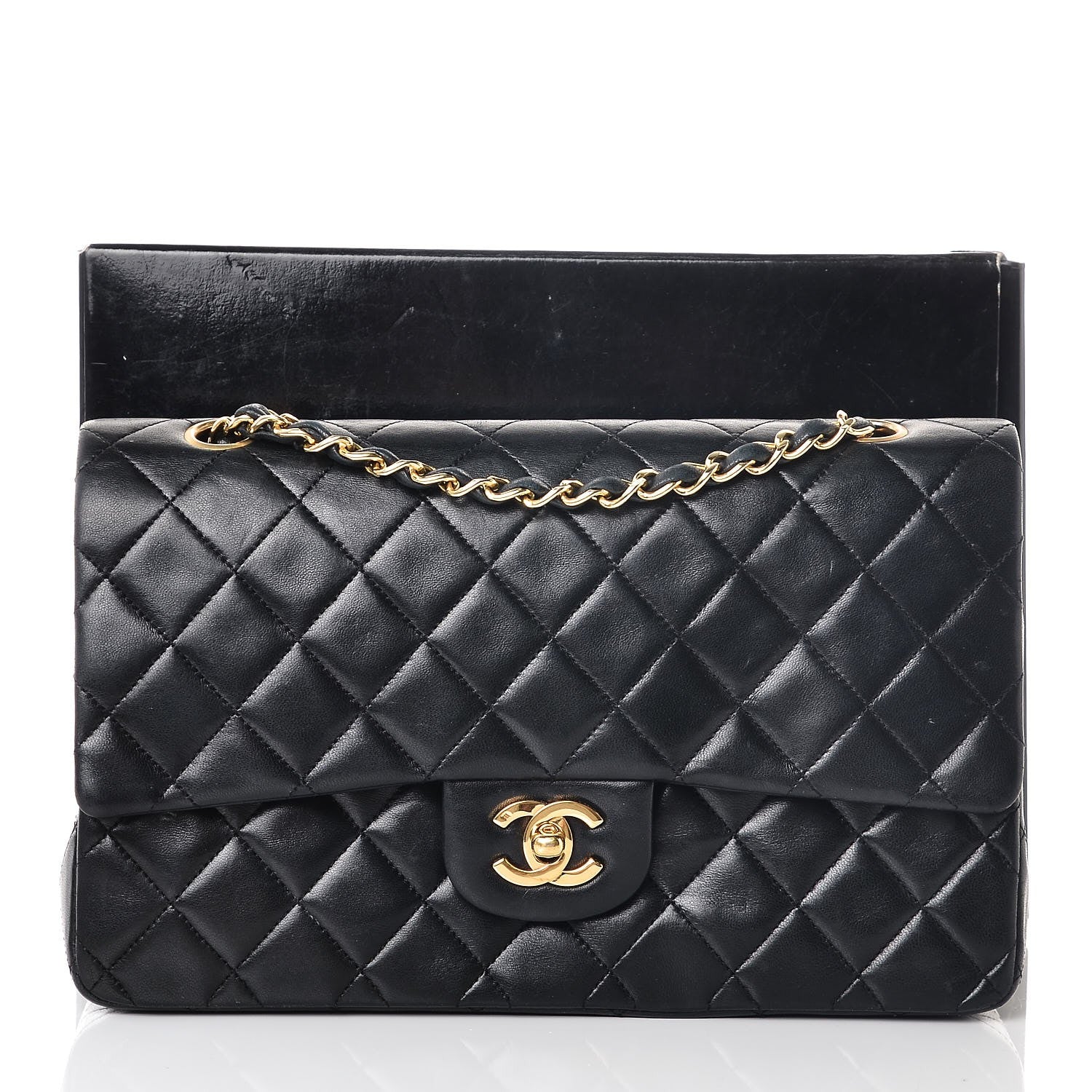 Chanel Lambskin Quilted Medium Double Flap Bag Black 10 of 10