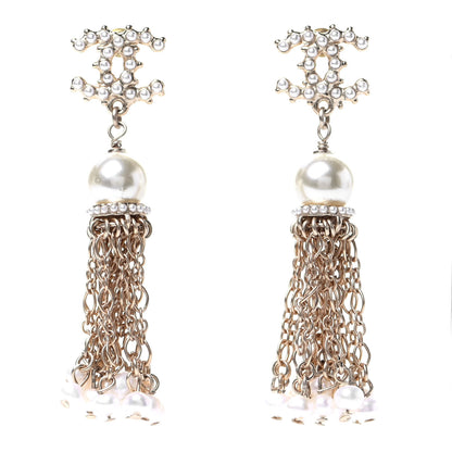 Chanel Pearl CC Chain Drop Earrings Gold 1 of 4
