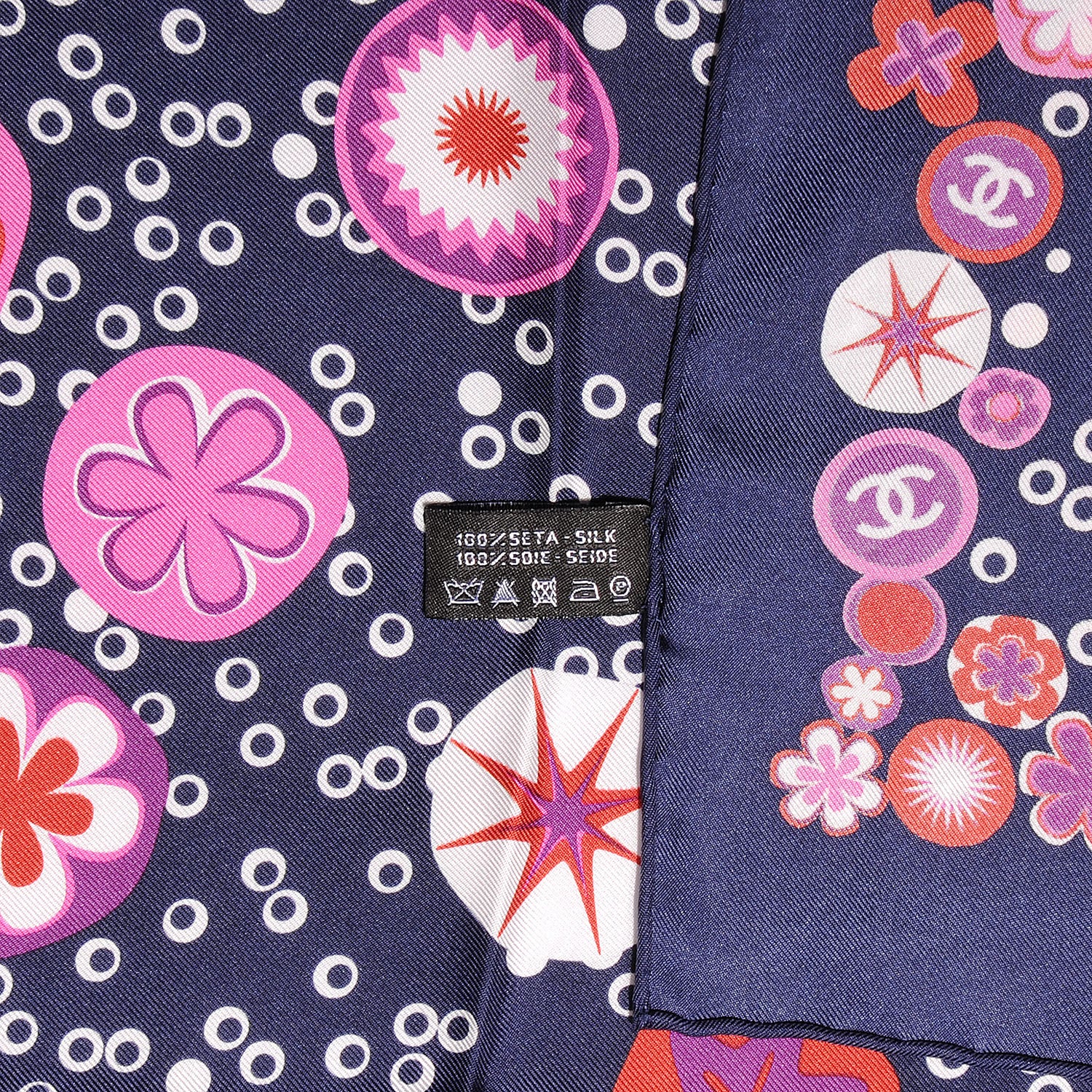 Chanel Silk Camellia Flower Scarf 9 of 9
