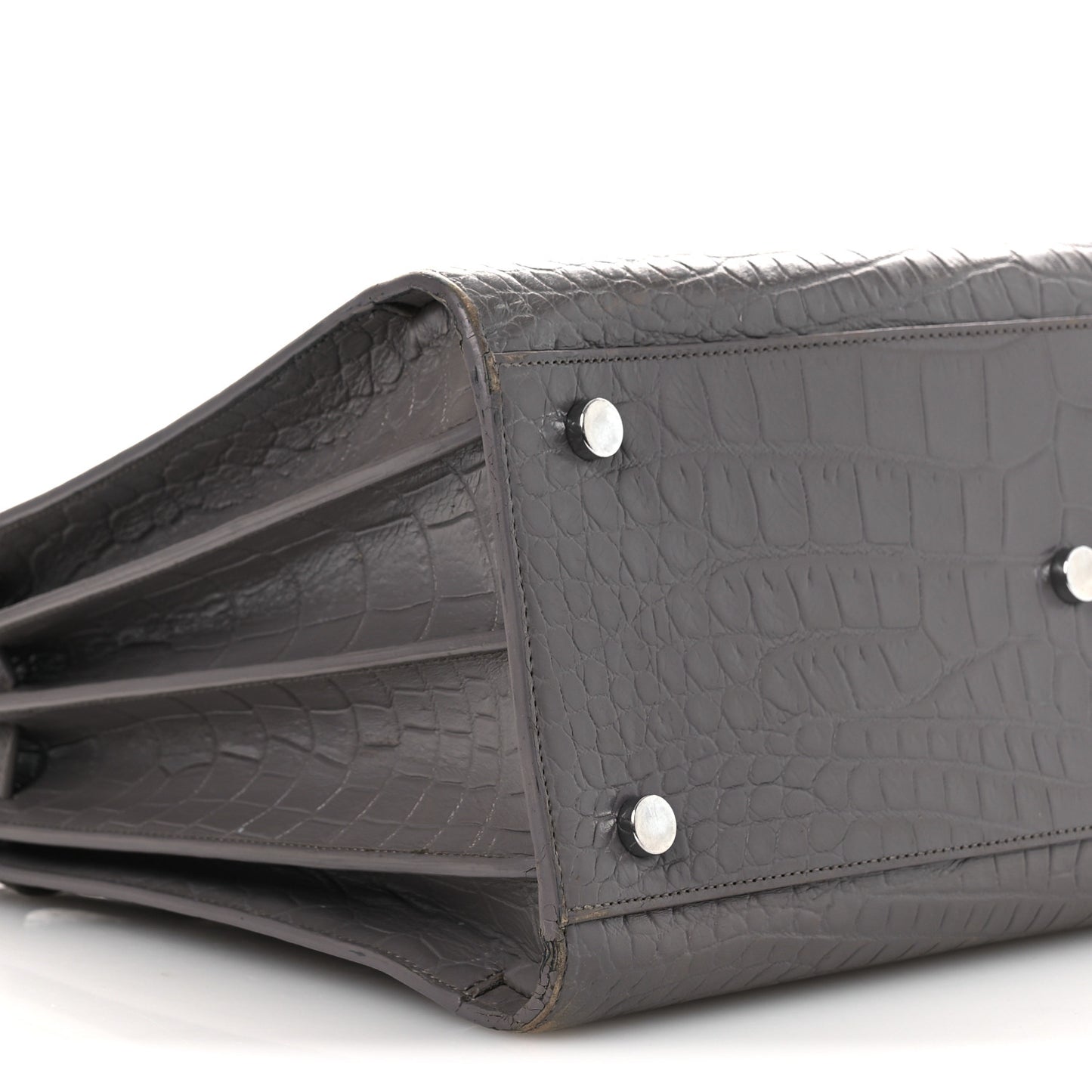 Calfskin Crocodile Embossed Small Sac de Jour Fog