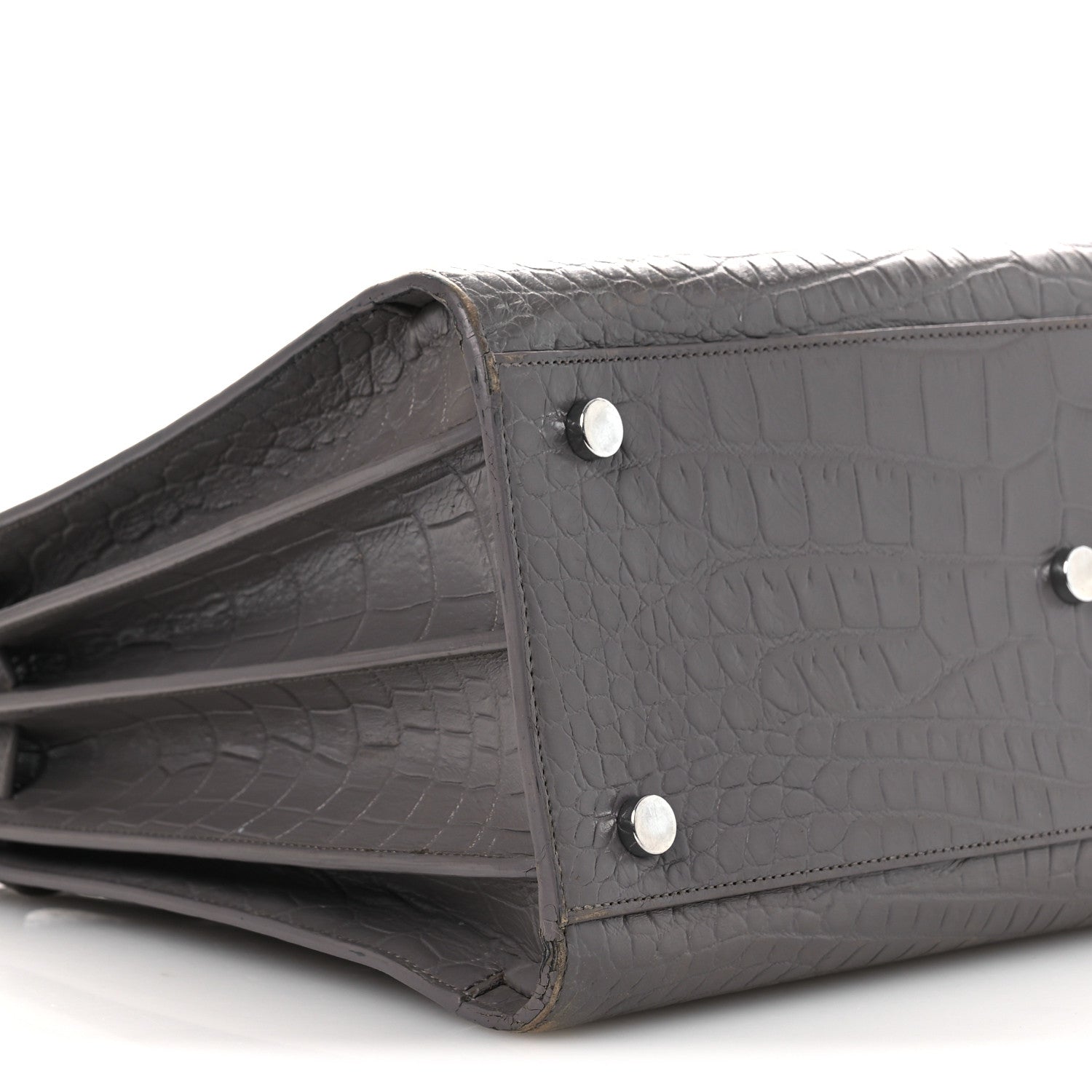 Saint Laurent Calfskin Crocodile Embossed Small Sac de Jour Fog 9 of 19
