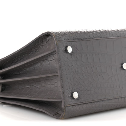 Saint Laurent Calfskin Crocodile Embossed Small Sac de Jour Fog 9 of 19