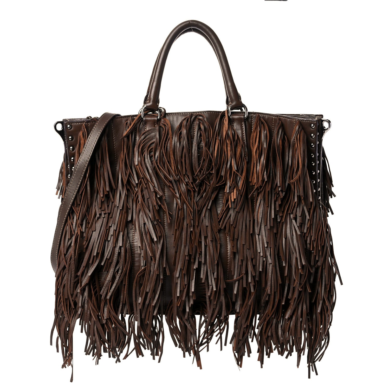 Prada Nappa Fringe Shopping Tote Noce 1 of 15